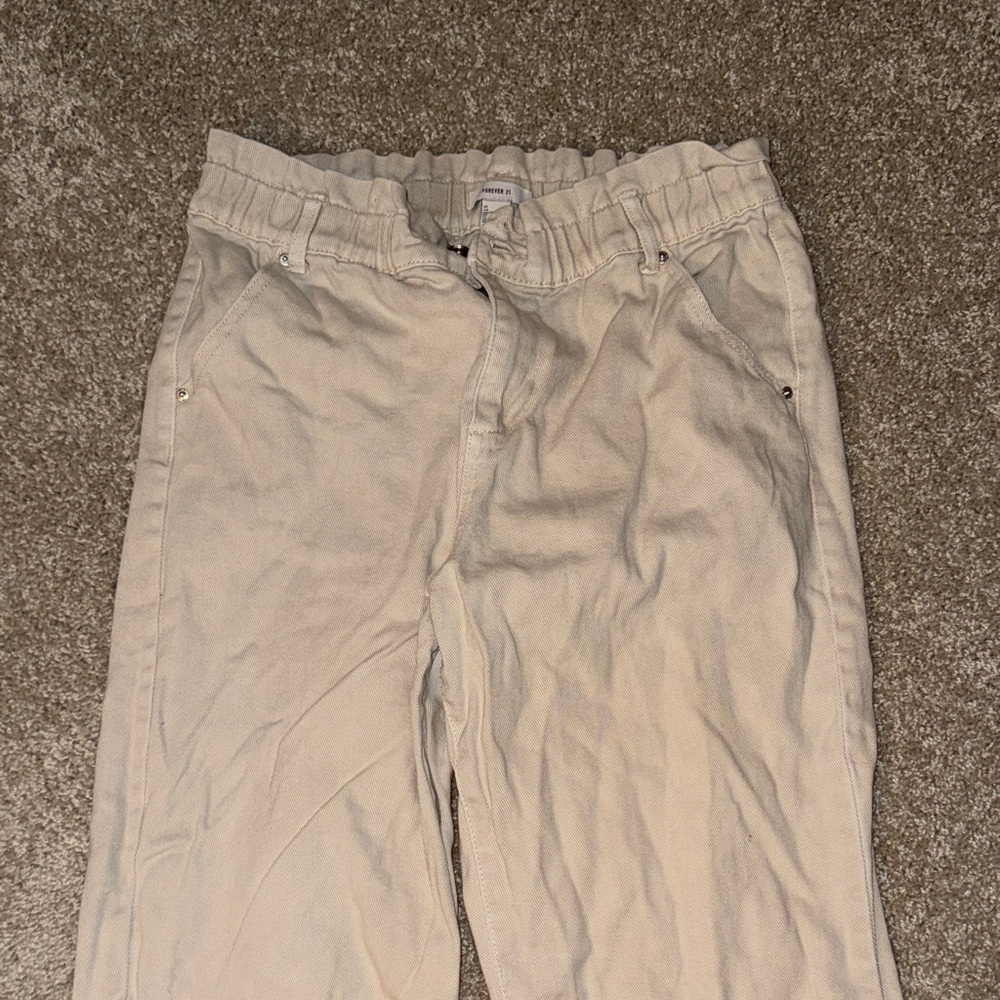 Forever 21 Cream Straight Leg Pants